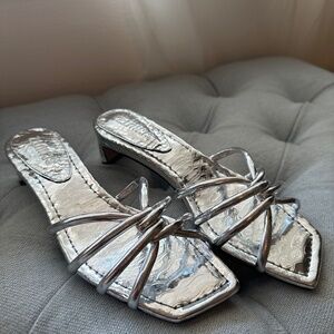 Schutz Rachel Mule Metallic Leather Sandal